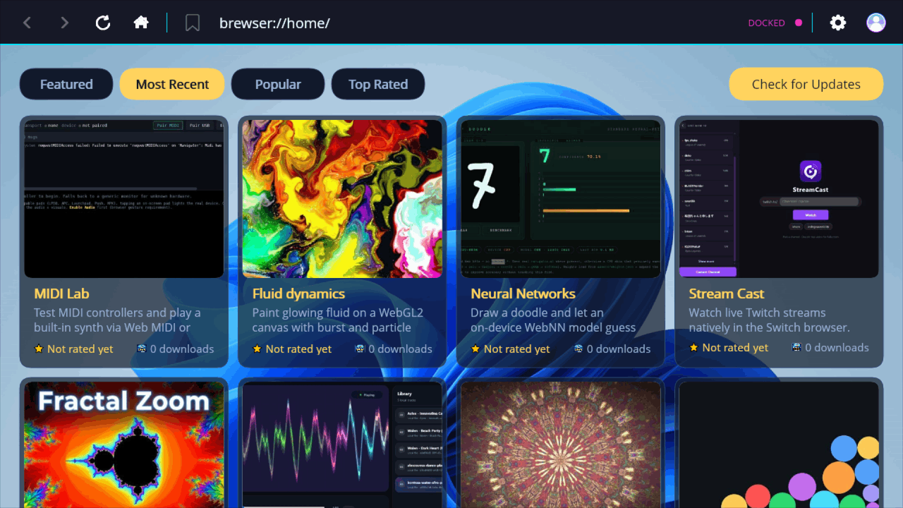 Brewser running on a Nintendo Switch